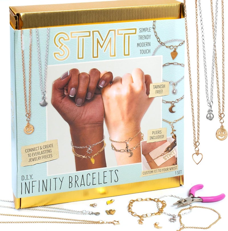 STMT DIY Infinity Jewelry Kit, Make 10 Forever Bracelets, Permanent Bracelet Chains, No Welding Needed, Custom-Fit, Unisex, Multi, Life-Size, Not Foldable, Ages 8+ - Image 1